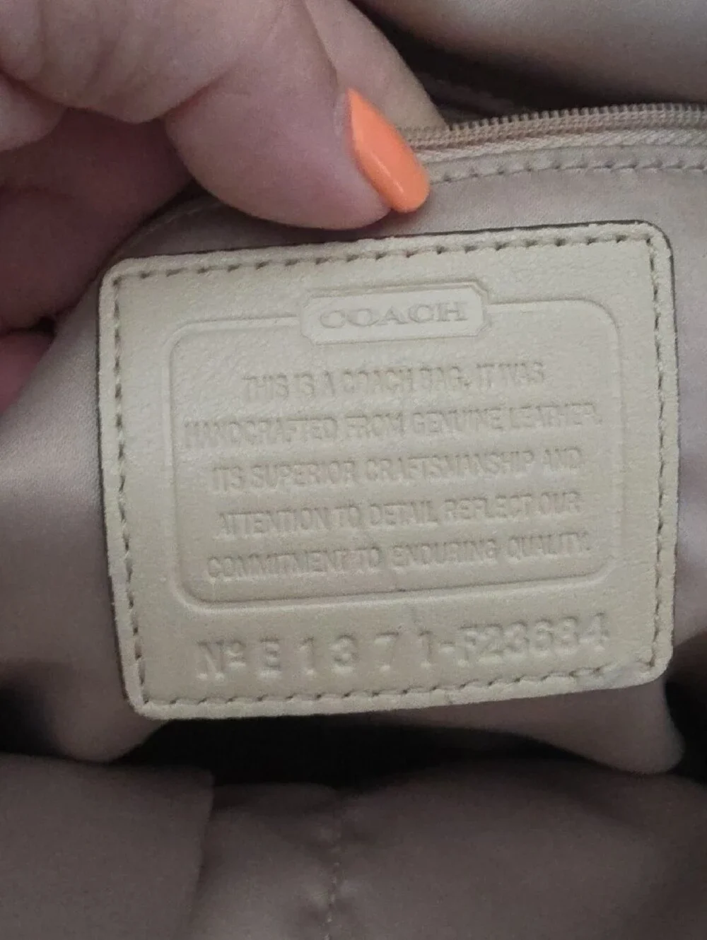 Coach Cream Leather Shoulder Bag with Gold Hardware